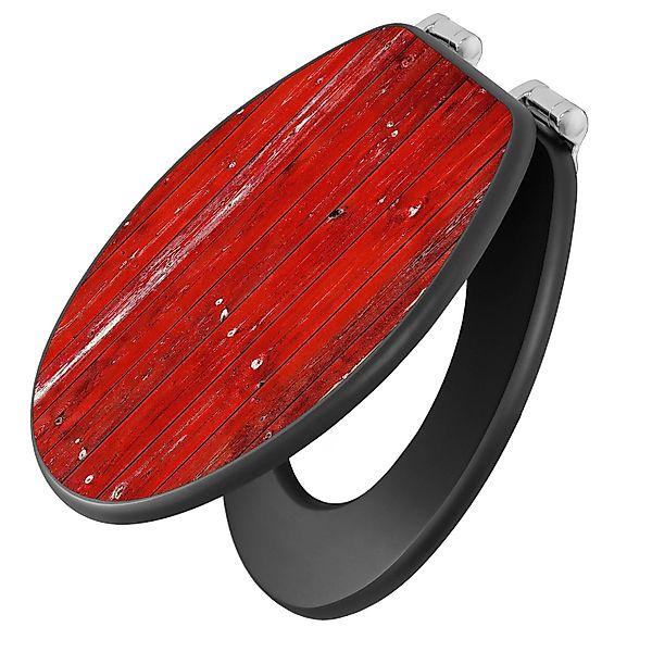 banjado WC-Sitz Anthrazit Motiv Rote Holzlatten (umweltfreundliches Materia günstig online kaufen