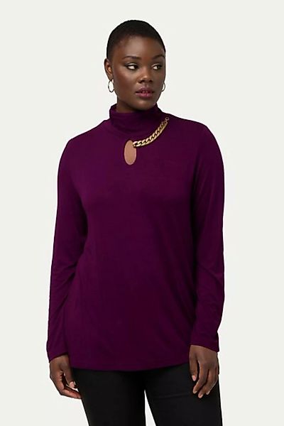 Ulla Popken Longshirt Shirt Cut-Out Kette Stehkragen Langarm günstig online kaufen