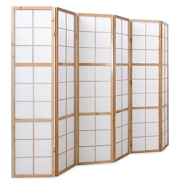 Homestyle4u 6-tlg. Paravent Shoji in Braun 264x175 cm 280 günstig online kaufen