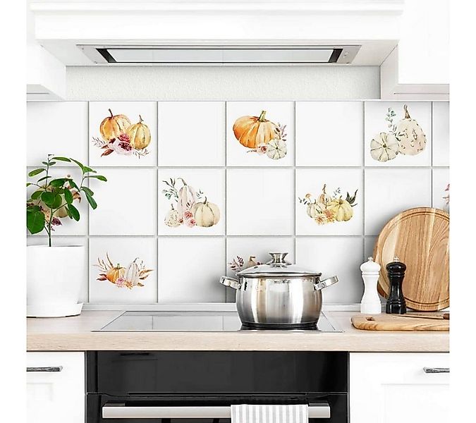 K&L Wall Art Fliesenaufkleber selbstklebend Klebefliese Set Kürbis Herbst D günstig online kaufen