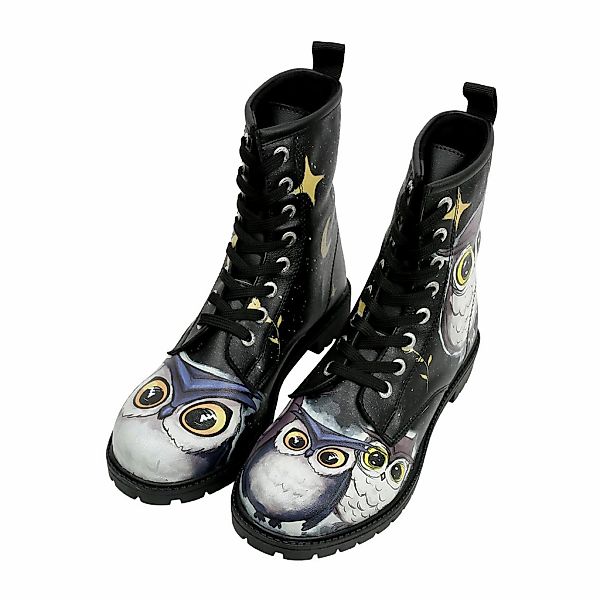 DOGO Schnürboots "Long Boots Schnürstiefel Owls Family Black Damen Stiefele günstig online kaufen
