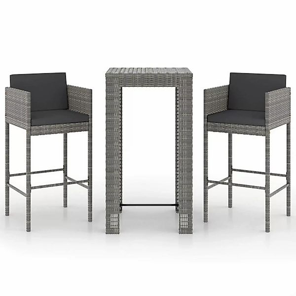 vidaXL Gartenlounge-Set 3-tlg. Gartenbar-Set mit Kissen günstig online kaufen