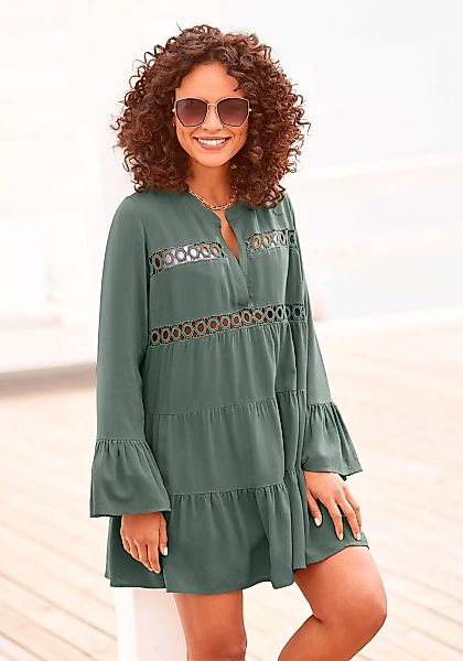 LASCANA Longbluse, mit Spitzeneinsätzen, Blusenkleid, Tunika, sommerlich günstig online kaufen