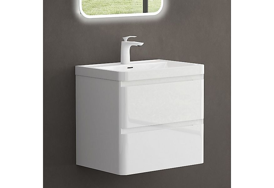 doporro Badmöbel-Set Mineraguss Waschbeckenunterschrank Badezimmer Soft-Clo günstig online kaufen