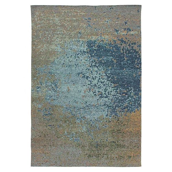 Vintage Teppich in Taupe und Blau Kurzflor günstig online kaufen