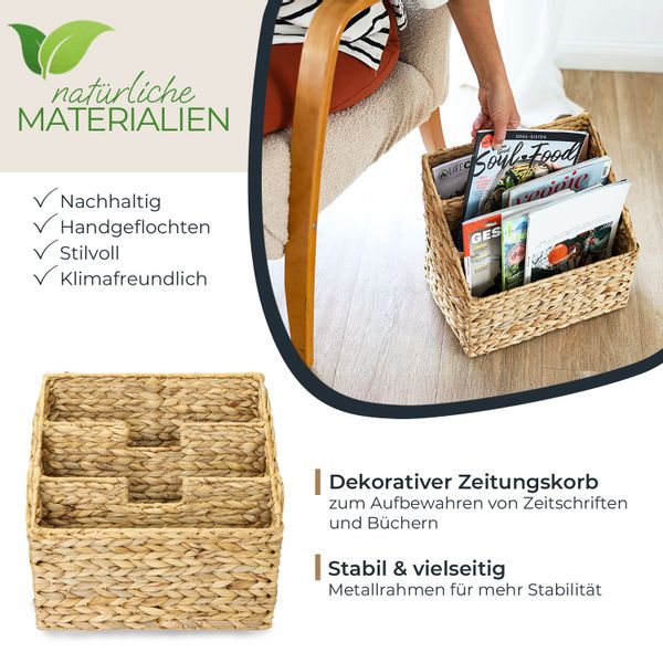 HMF Zeitungsständer Zeitungskorb geflochten aus Wasserhyazinthe, günstig online kaufen