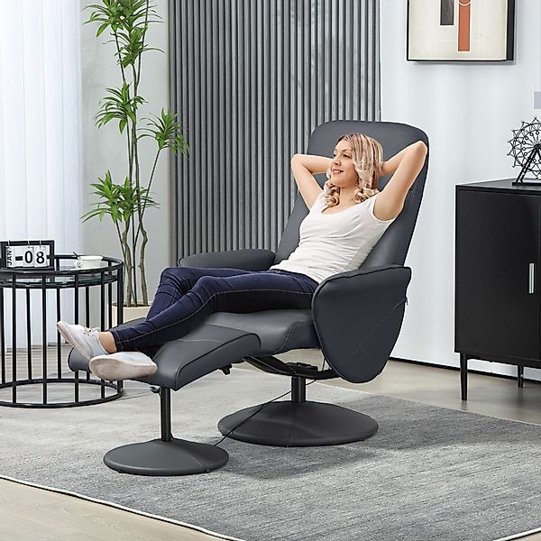 HOMCOM Massagesessel mit Fußhocker, Liegefunktion, 10 günstig online kaufen