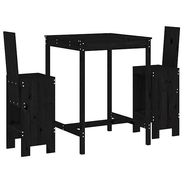 vidaXL 3-tlg Gartenbar-Set Schwarz Massivholz Kiefer Modell 1 günstig online kaufen