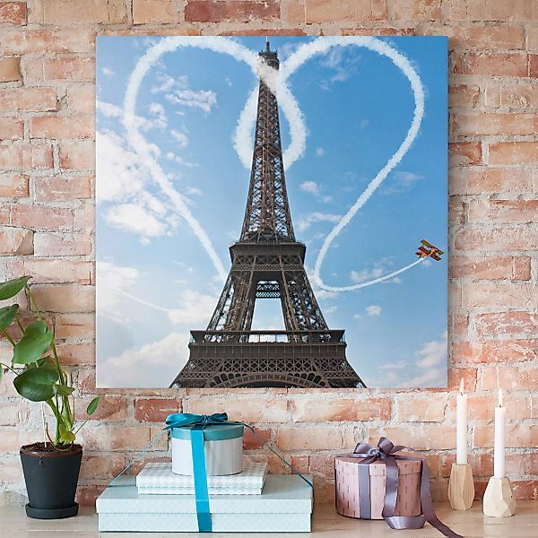 Leinwandbild Paris - Quadrat Paris - City of Love günstig online kaufen