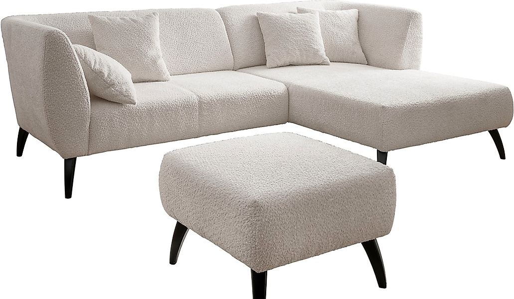 INOSIGN Ecksofa »Colori L-Form«, Holzfußfarbe wählbar, inkl. 4x Zierkissen günstig online kaufen
