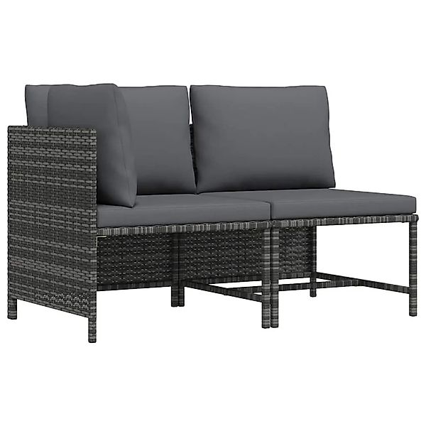 vidaXL 2-Tlg Garten-Sofagarnitur mit Auflagen Poly Rattan Grau 313506 günstig online kaufen