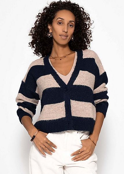 SASSYCLASSY Cardigan Cardigan mit Blockstreifen für Damen Kuschelige Strick günstig online kaufen