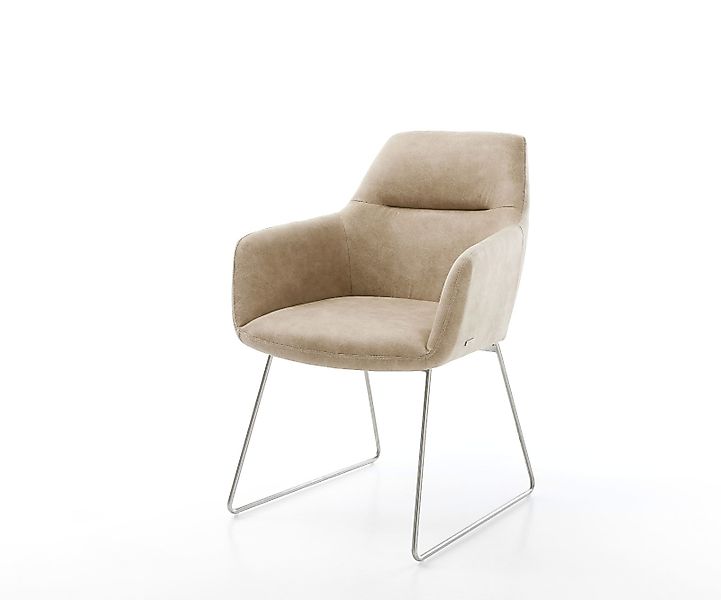 DELIFE Polsterstuhl Pejo-Flex, Kufengestell Edelstahl Mikrofaser Beige Vint günstig online kaufen