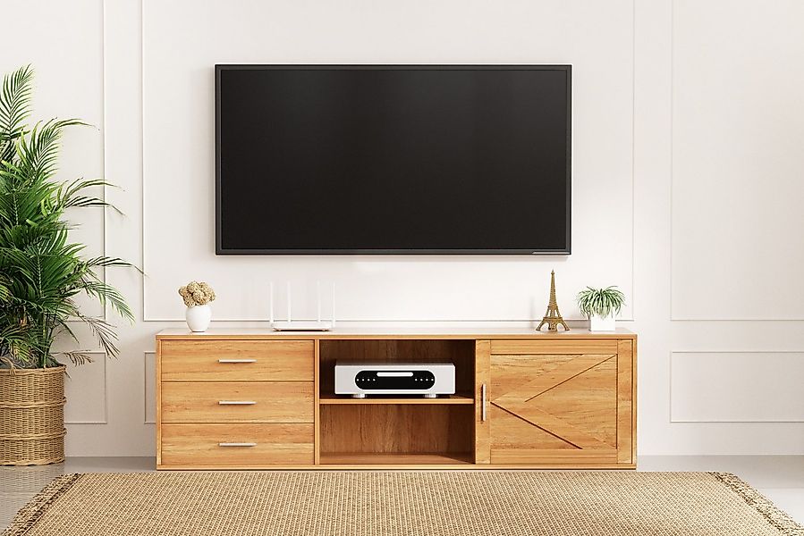 HOMAVO Lowboard TVG1-S mit 3 Schubladen & Schiebetür, 160 cm, FSC® zertifiz günstig online kaufen