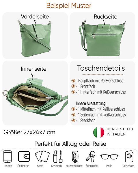 SEVA Schultertasche Umhängetasche Damen Echtleder mit Verstellbar Abnehmbar günstig online kaufen