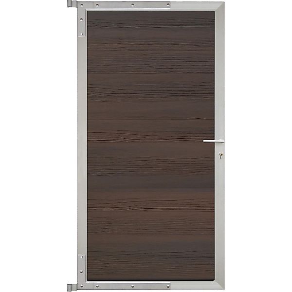 T & J Tor für Sichtschutzzaun Skär 90 cm x 175 cm Holzdekor Braun/ Silber günstig online kaufen