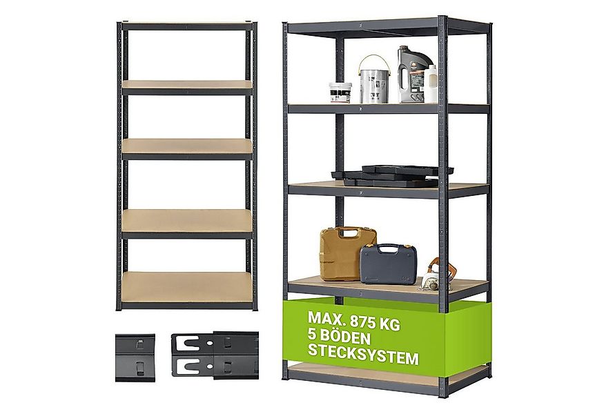 Juskys Schwerlastregal Basic, Regalsystem mit 5 Einlegeböden, je 175 kg Tra günstig online kaufen