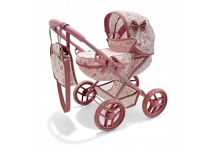 kinderplay Puppenwagen Puppenwagen rosa – mit Tasche und Korb – für Kinder günstig online kaufen