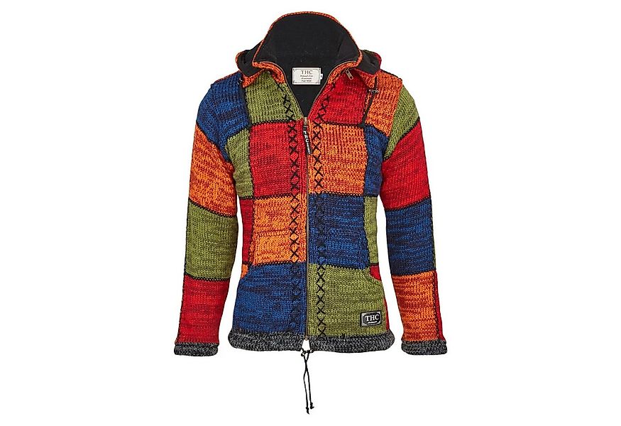 THC Natural Line Strickjacke THC Schafwollstrickjacke bunte Quadrate 814 (1 günstig online kaufen