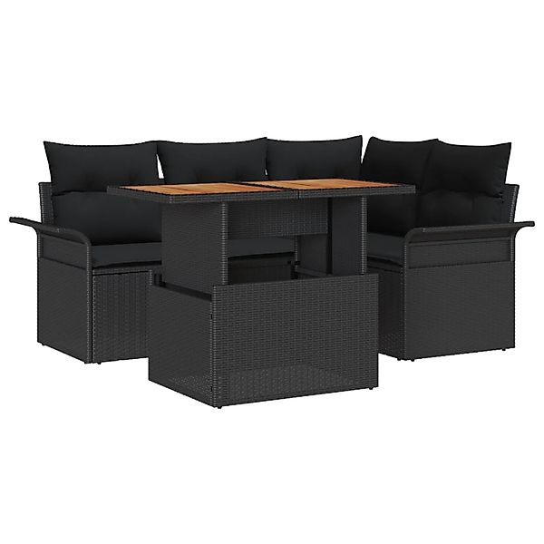 vidaXL Garten-Sofa-Set mit Speicher 5-Tlg Schwarz Poly Rattan 3358067 günstig online kaufen
