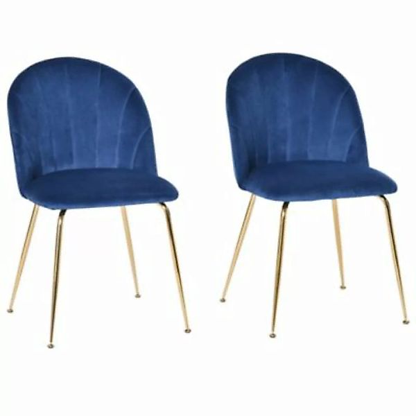 HOMCOM Esszimmerstühle im 2er Set blau/gold günstig online kaufen