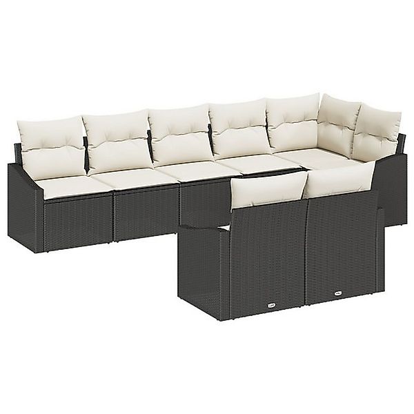 vidaXL Loungesofa 8-teiliges Gartensofa-Set mit Kissen Schwarz Poly Rattan, günstig online kaufen