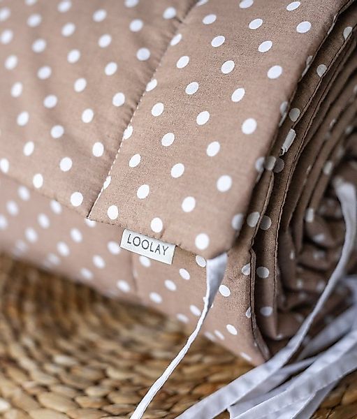Loolay Bettnestchen Taupe BRAUN Punkte Bettumrandung Babybett 420, 360, 210 günstig online kaufen