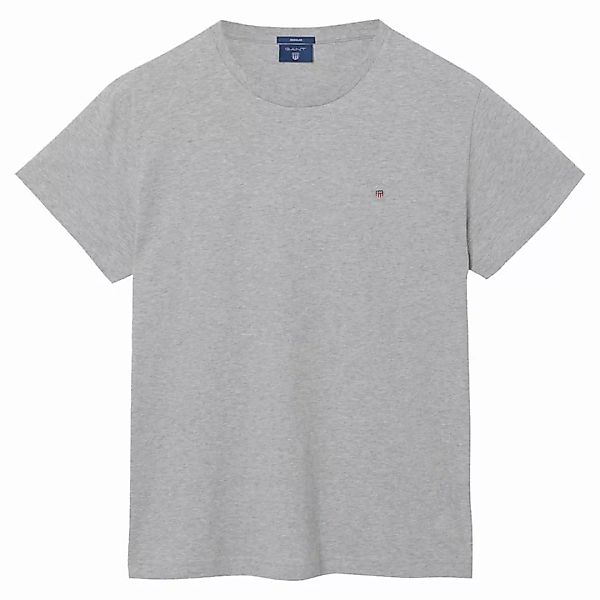 GANT Herren T-Shirt kurzarm - Original T-Shirt, Rundhals, Baumwolle Hellgra günstig online kaufen