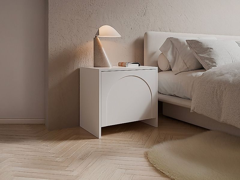 2er-Set Nachttische mit 1 Tür - Weiß - NALYRA von Maison Céphy günstig online kaufen