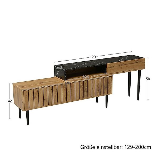 Furnishings Home TV-Schrank Eleganter TV-Ständer in Marmor-Holzoptik mit st günstig online kaufen