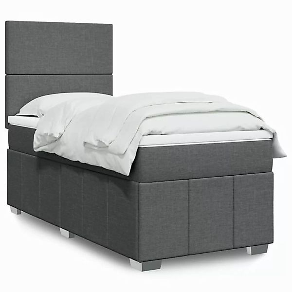 vidaXL Boxspringbett Boxspringbett mit Matratze Dunkelgrau 90x200 cm Stoff günstig online kaufen