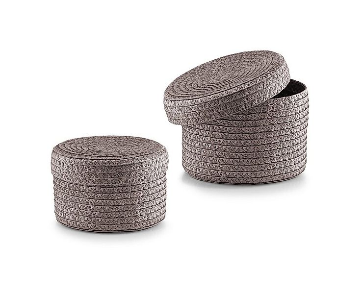 Zeller Present Aufbewahrungskorb Korb-Set m. Deckel, 2-tlg., rund, grau günstig online kaufen