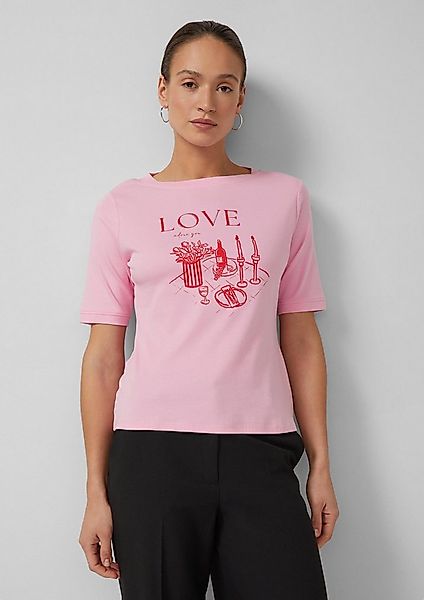 s.Oliver Kurzarmshirt T-Shirt T-Shirt mit Schmucksteinen und Frontprint günstig online kaufen