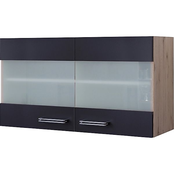 Flex-Well Exclusiv Küchen-Glas-Hängeschrank Lara 100 cm Anthrazit-San Remo günstig online kaufen