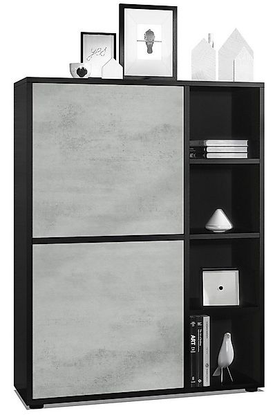 Vladon Highboard Cuba (Anrichte, mit 2 Türen und 4 offene Fächer), Schwarz günstig online kaufen