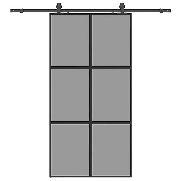 vidaXL Schiebetür mit Beschlag Schwarz 102,5x205 cm Hartglas 3375888 günstig online kaufen