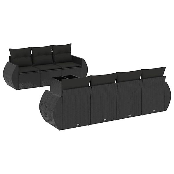 vidaXL 8-Tlg Garten-Sofagarnitur mit Kissen Schwarz Poly Rattan 3253462 günstig online kaufen