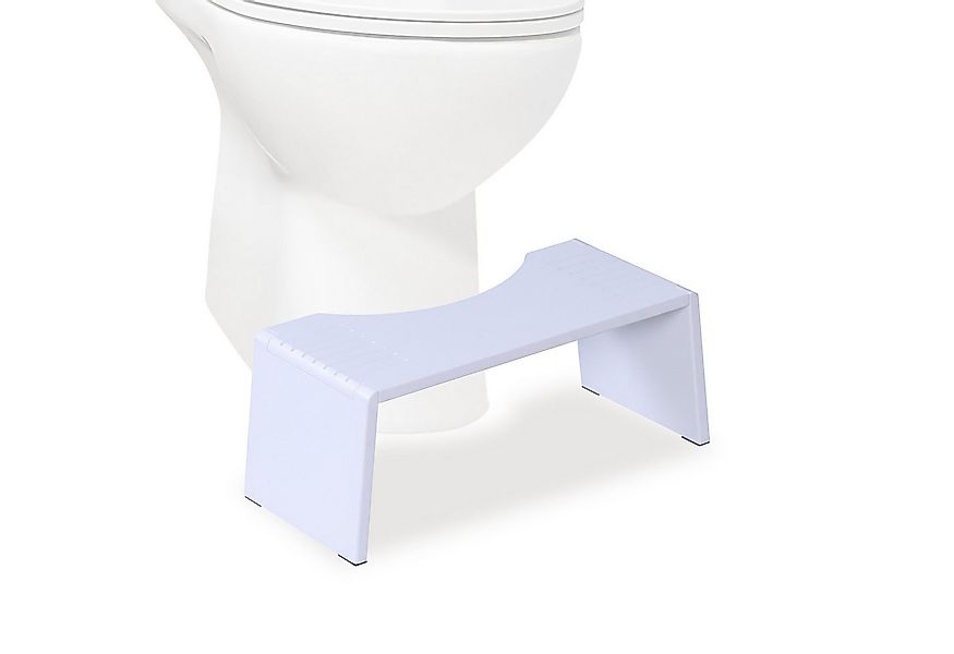 relaxdays Badhocker Klappbarer Toilettenhocker aus Bambus, weiß günstig online kaufen