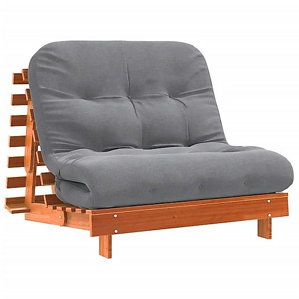 vidaXL Sofa, Futon Schlafsofa mit Matratze Braun 100x206x11 cm Kiefernholz günstig online kaufen