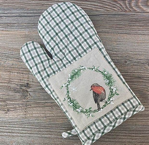 matches21 HOME & HOBBY Topflappen Topfhandschuh LEILA Karo Vogel Tanne bunt günstig online kaufen