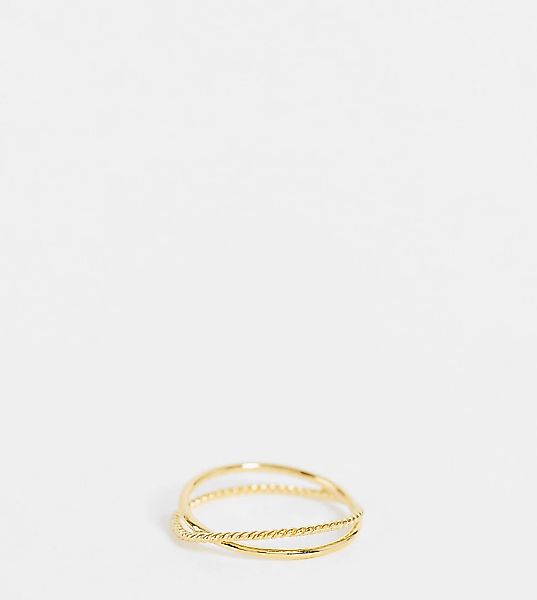 ASOS DESIGN – Vergoldeter Ring aus Sterlingsilber in gedrehtem Design-Goldf günstig online kaufen