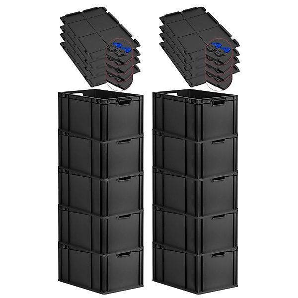 PROREGAL SuperSparSet 10x Eurobox Nextgen Grip Mit Scharnierdeckel Und Blau günstig online kaufen