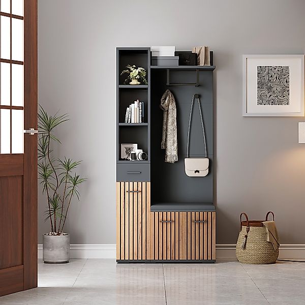 Merax Garderoben-Set 7-in-1 Kompaktgarderobe Flurmöbel in günstig online kaufen