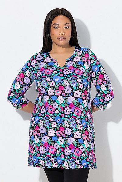Ulla Popken Longshirt Longshirt A-Linie Tunika-Ausschnitt 3/4-Arm günstig online kaufen