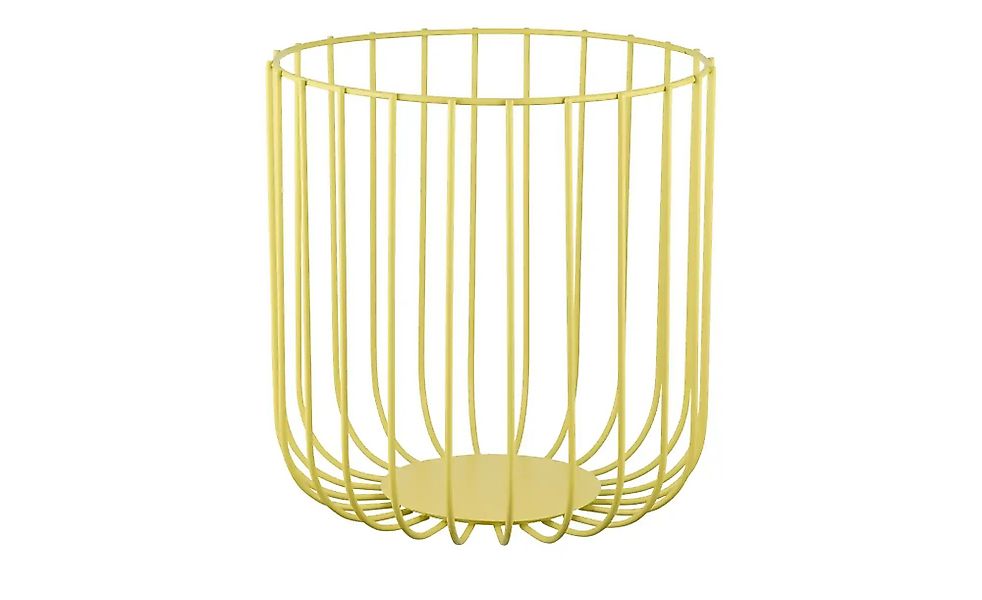 HOME STORY Aufbewahrungskorb   ¦ gelb ¦ Metall ¦ Maße (cm): H: 25  Ø: 24.5 günstig online kaufen