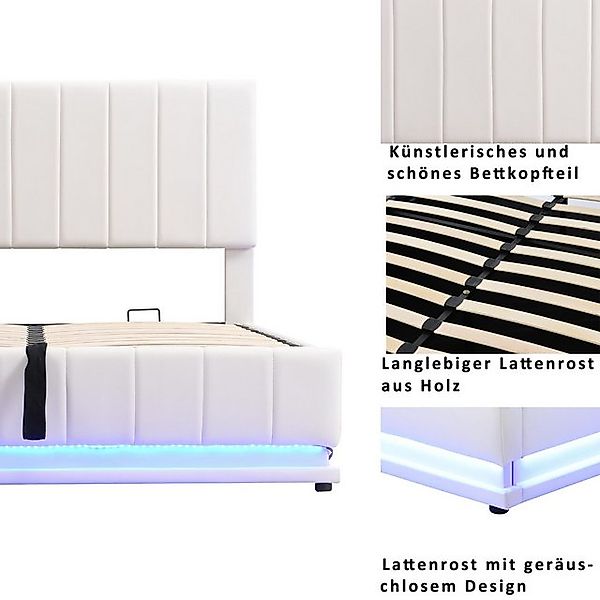 STILVORA Polsterbett 140x200 Jugendbett mit Matratze,Bett mit LED Beleuchtu günstig online kaufen