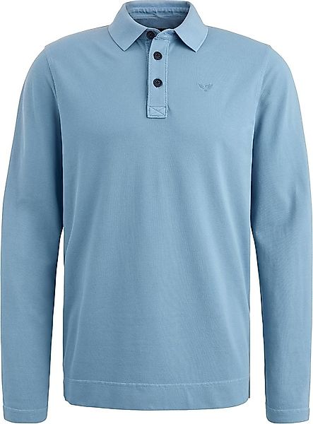 PME Legend Long Sleeve Poloshirt Garment Dye Piqué Blau - Größe M günstig online kaufen