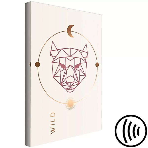 Wandbild Brauner Text, Wild - geometrische Abstraktion mit einem Wolf XXL günstig online kaufen