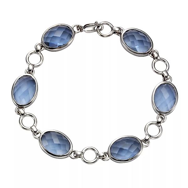 Jamelli Armband "925 Silber rhodiniert Quarz blau (beh.)" günstig online kaufen