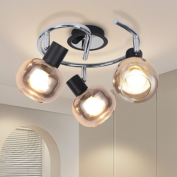 ZMH Deckenstrahler 2/3/4/6 Flammig E14 Rauchglas günstig online kaufen